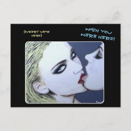 Bara en kyss målar på en vykort