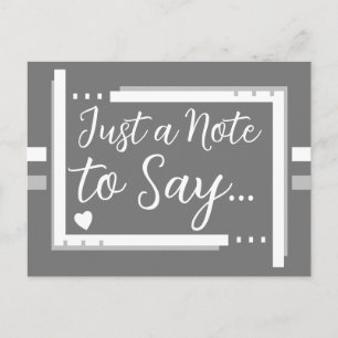 Bara en lapp att säga grå vit vykort