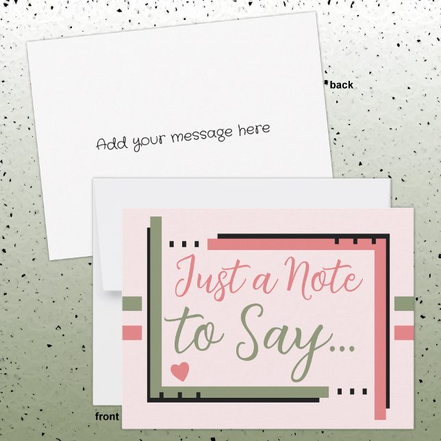 Bara en lapp för att säga rosa grön vykort (Skapare uppladdad)