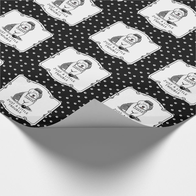 Bara en liten felfri gammal engelsk Sheepdog Grått Presentpapper (Hörn)