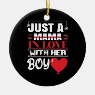 Bara en Mamma i Kärlek med hennes pojk Valentine Julgransprydnad Keramik