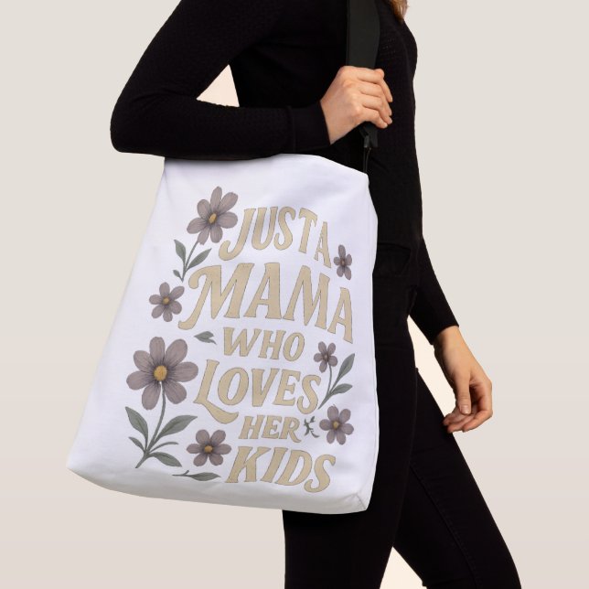 Bara en mamma som älskar sina barn Retro blommig Axelväska (Närbild)