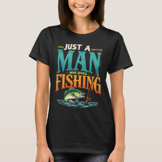 Bara en man som älskar fiske Retro T Shirt