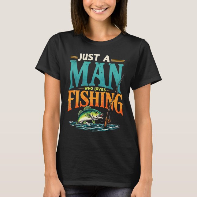 Bara en man som älskar fiske Retro T Shirt (Framsida)