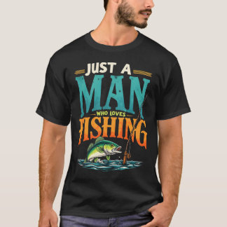 Bara en man som älskar fiske Retro T Shirt