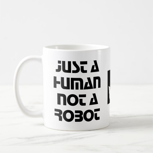 Bara en mänsklig, inte en Robot Black White Typogr Kaffemugg (Vänster)