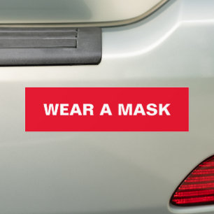 Bära en mask, röd vit minimalistisk bil bildekal