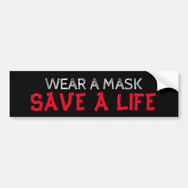 Bära en mask, Spara ett liv Bumper Sticker Bildekal (Framsidan)