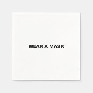 Bära en mask, svartvit minimalistisk papper pappersservett