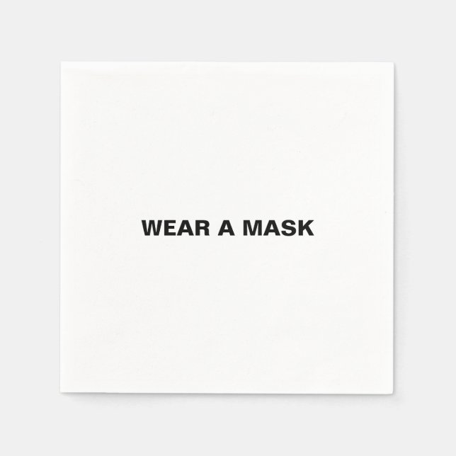 Bära en mask, svartvit minimalistisk papper pappersservett (Framsidan)