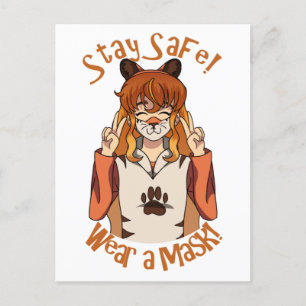 Bära en mask! vykort