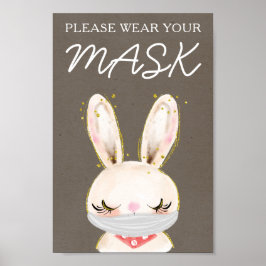 Bära en masksignal, mask krävs, Bunny Post Poster