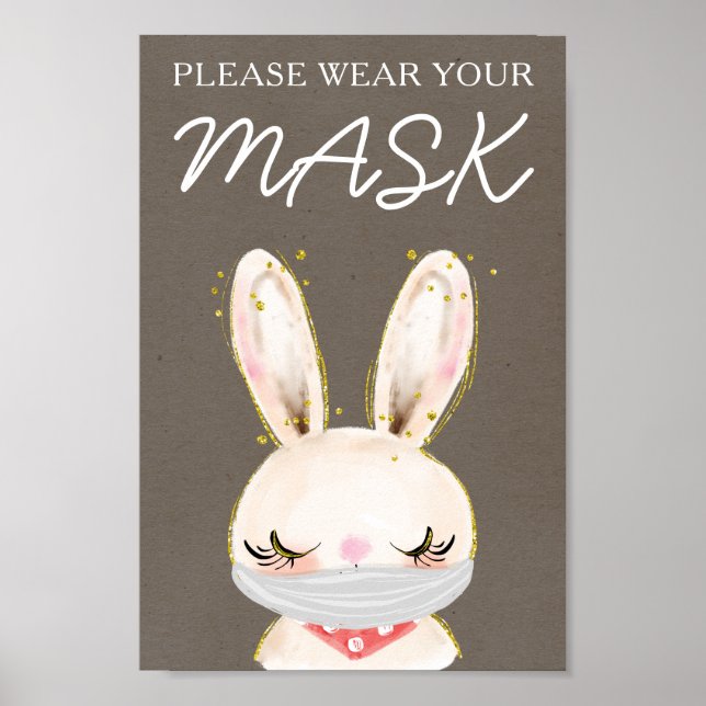 Bära en masksignal, mask krävs, Bunny Post Poster (Framsidan)