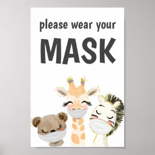 Bära en masksignal, mask krävs, djur poster