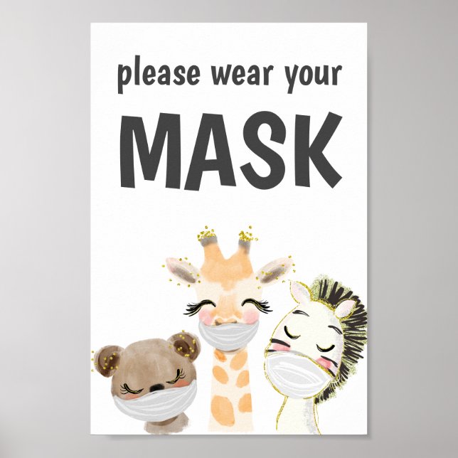 Bära en masksignal, mask krävs, djur poster (Framsidan)