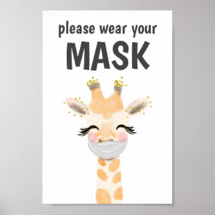 Bära en masksignatur, mask krävs, Giraffe Poster