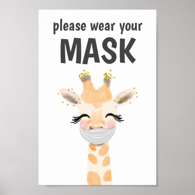Bära en masksignatur, mask krävs, Giraffe Poster (Framsidan)