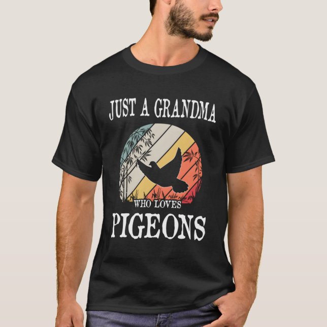 Bara en mormor som Kärlek Pigeons T Shirt (Framsida)