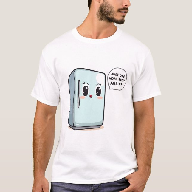 Bara En Munsbit Till – Rolig Talande Kylskåpsdesig T Shirt (Framsida)
