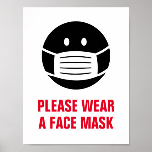 Bära en obligatorisk signatur för ansikte-mask poster