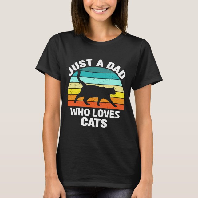 Bara en Pappa som Kärlek Cat Owner Menu2019s Vint T Shirt (Framsida)