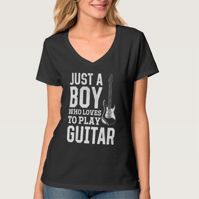 Bara en pojke som älskar att spela gitarr - Basgit T Shirt (Framsida)