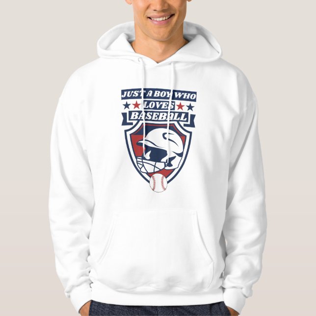 bara en pojke som älskar baseboll hoodie (Framsida)