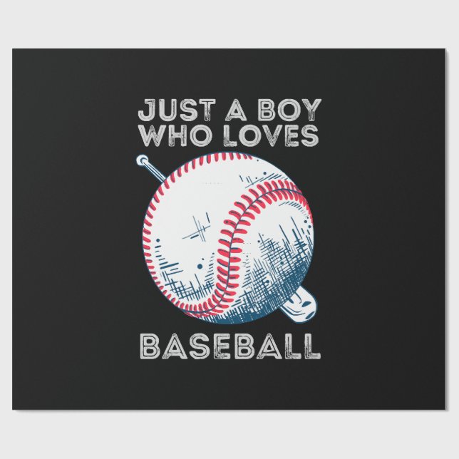 Bara en pojke som älskar baseboll presentpapper (Platt)
