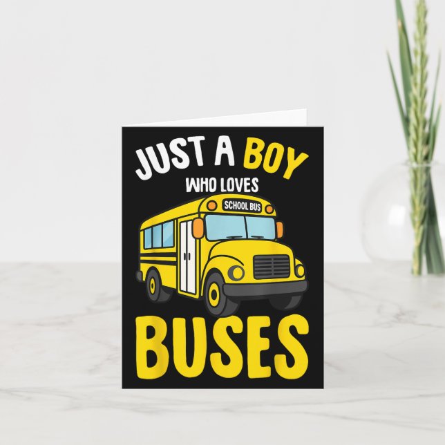 Bara En Pojke Som älskar Bussar Skolbuss Småpojke  Kort (Framsida)