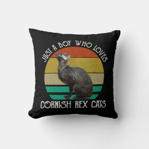 Bara en pojke som älskar Cornish Rex katter Kudde