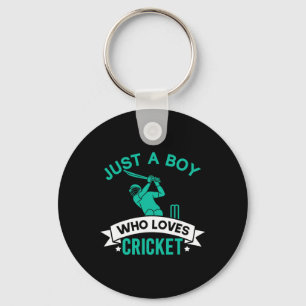 Bara en pojke som älskar cricket-spelare rolig cri nyckelring