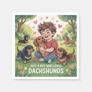 Bara en pojke som älskar dachshundar pappersservett