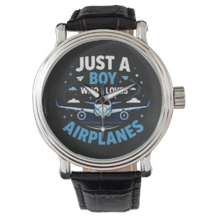 Bara en pojke som älskar flygplan armbandsur