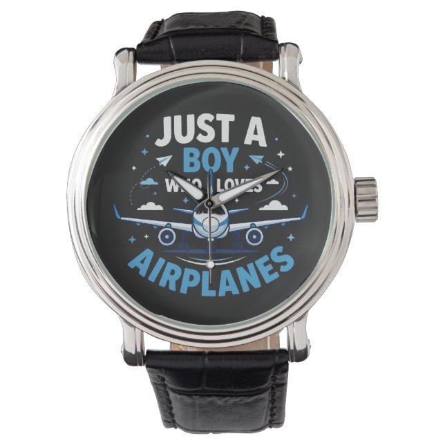 Bara en pojke som älskar flygplan  armbandsur (Framsida)