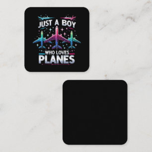 Bara en pojke som älskar flygplan fyrkantigt visitkort