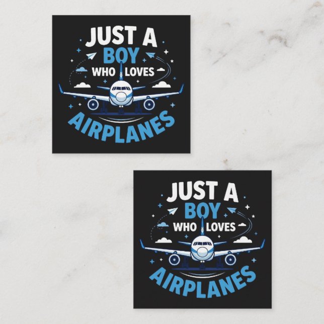 Bara en pojke som älskar flygplan  fyrkantigt visitkort (Fram/baksida)