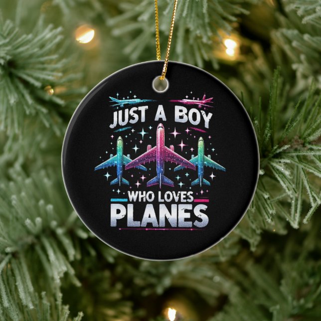 Bara en pojke som älskar flygplan julgransprydnad keramik (Träd)