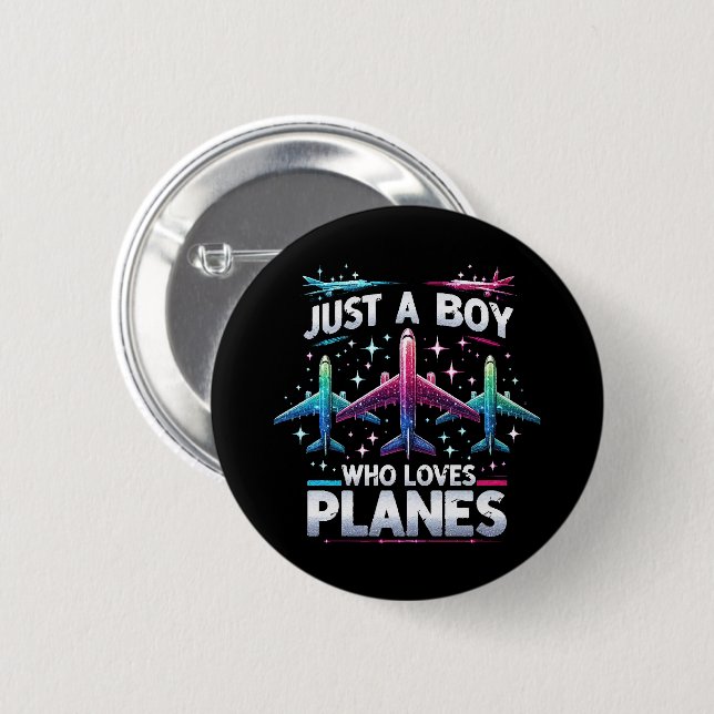 Bara en pojke som älskar flygplan knapp (Framsida & baksida)