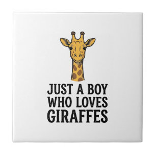 Bara en pojke som älskar giraffer söt giraff t-shi kakelplatta