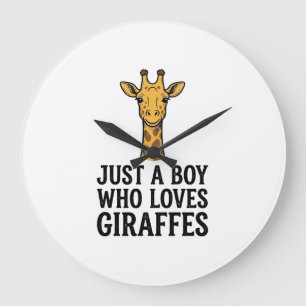 Bara en pojke som älskar giraffer söt giraff t-shi stor klocka