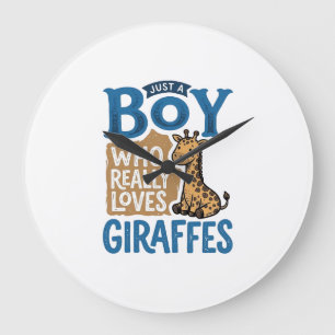Bara en pojke som älskar giraffer Vintage tröjd de Stor Klocka