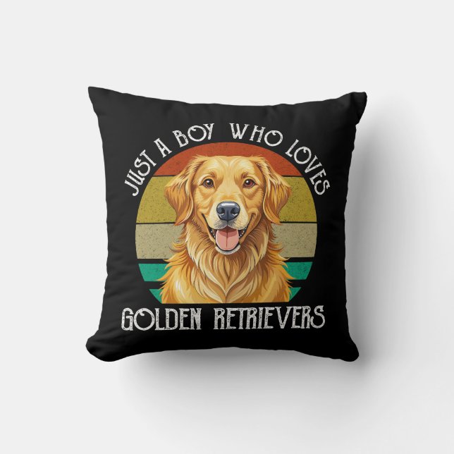 Bara en pojke som älskar Golden Retrievers Kudde (Framsida)