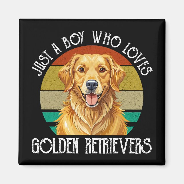 Bara en pojke som älskar Golden Retrievers Magnet (Framsidan)