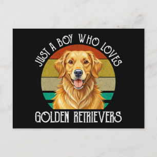Bara en pojke som älskar Golden Retrievers Vykort