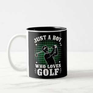 Bara en pojke som älskar golfklubbs golfare golf Två-Tonad mugg