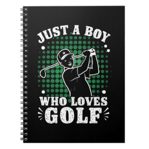 Bara en pojke som älskar golfklubbs golfare golfan anteckningsbok