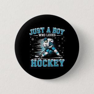 Bara en pojke som älskar hockeyspelare ishockey ba knapp