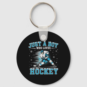 Bara en pojke som älskar hockeyspelare ishockey ba nyckelring