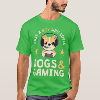Bara en pojke som älskar hundar och spelning Söt g T Shirt