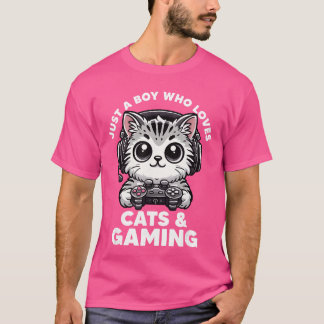 Bara en pojke som älskar katter Spelande pojke Kat T Shirt